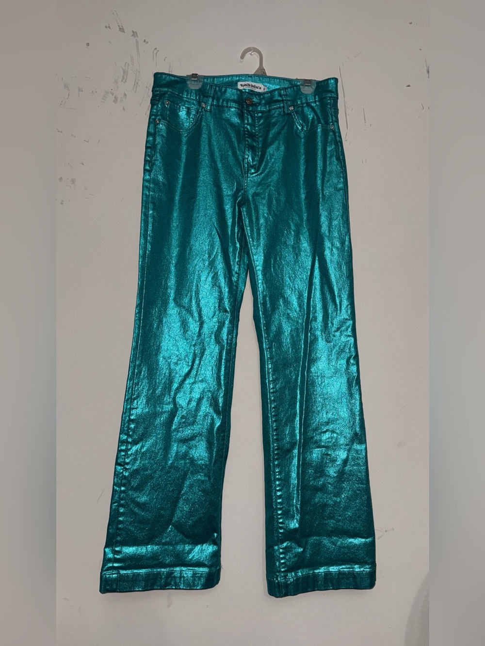 NYC Metallic Straight Leg Jeans in Blue Like New